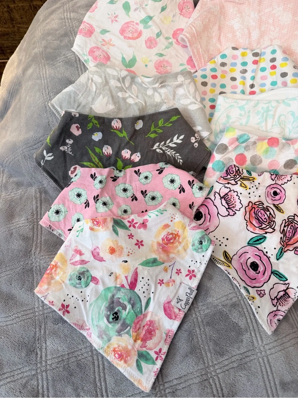 Pack of Floral Pink Bandana Bibs for Babies